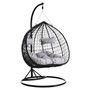 Goa Black Rattan Effect Double Hanging Chair With Grey Cushions