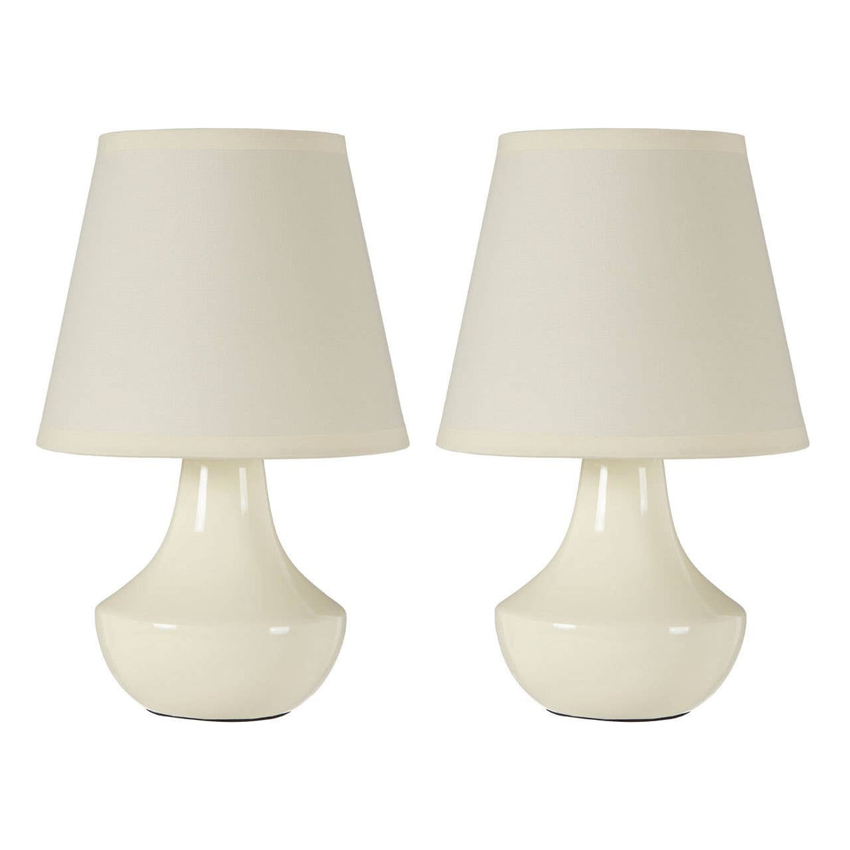 Title: Elegant Pair of Ivory Ceramic Table Lamps