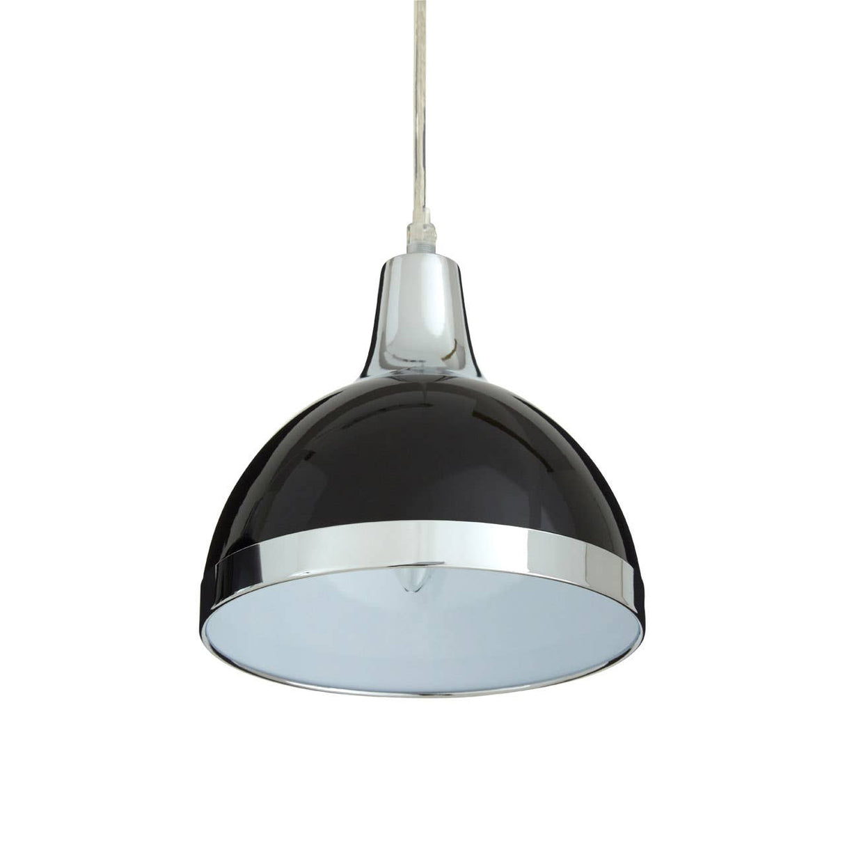 Jasper Black Shade And Chrome Pendant Light