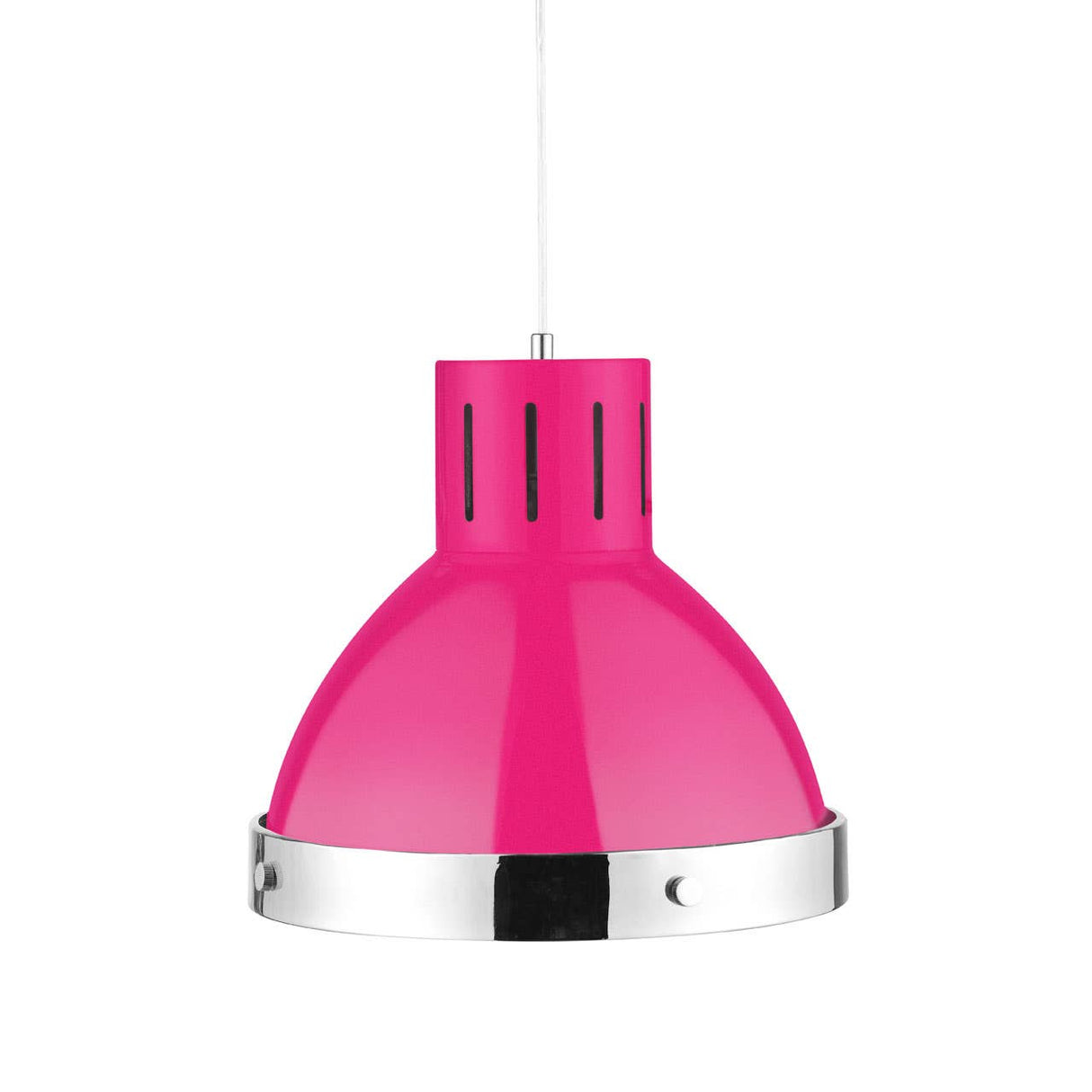Hot Pink And Chrome Bell Shaped Pendant Light