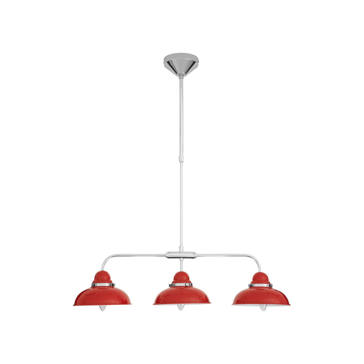 Jasper Red And Chrome 3 Light Pendant Light
