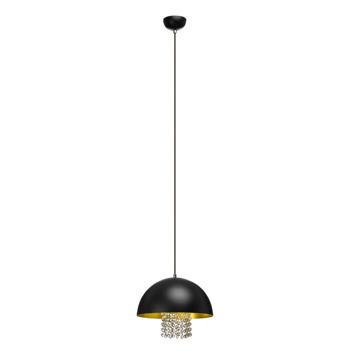 Black Metal With Crystals Pendant Light