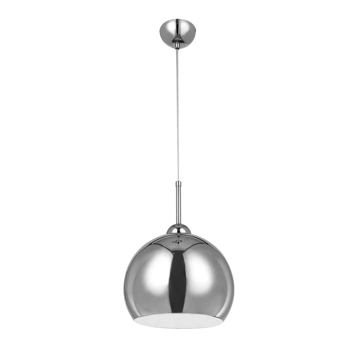 Chrome And White Inside Pendant Light