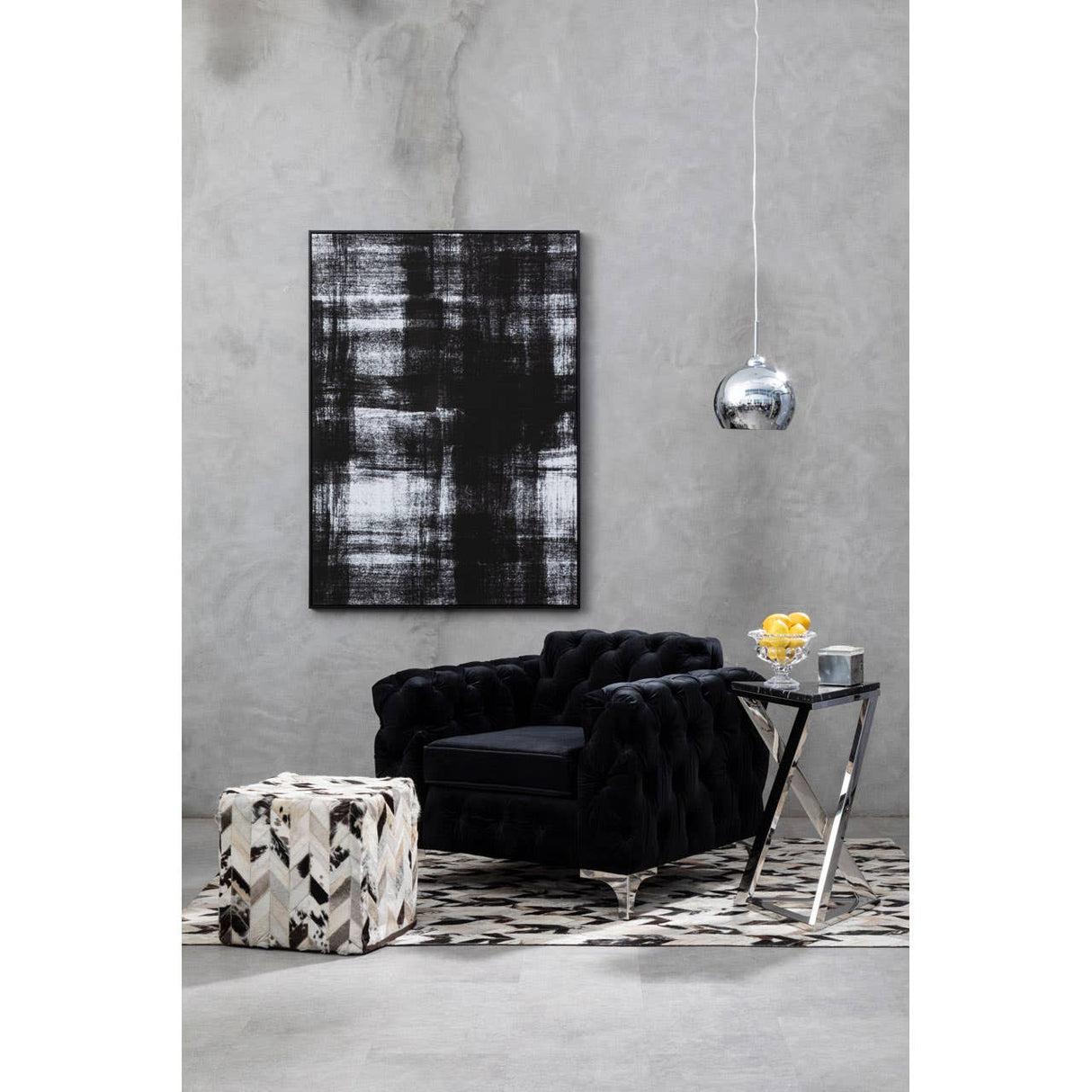 Chrome And White Inside Pendant Light
