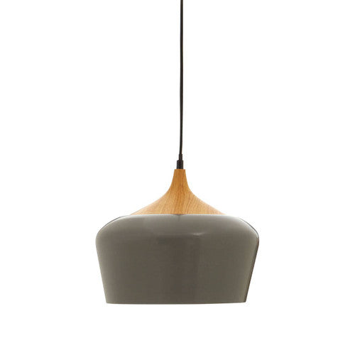 Blayne Grey Metal and Wood Effect Pendant Light