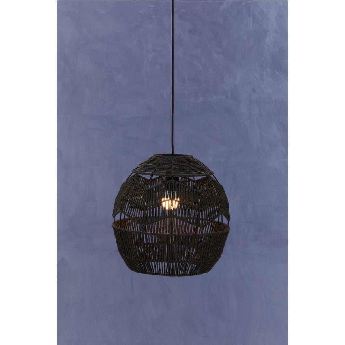 Jaya Black Paper Rope Pendant Lamp