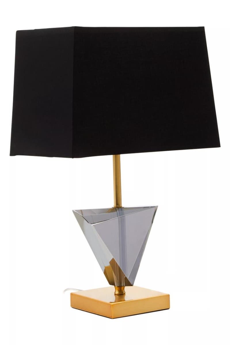 Halina Smoked Crystal Table Lamp with Gold Metal
