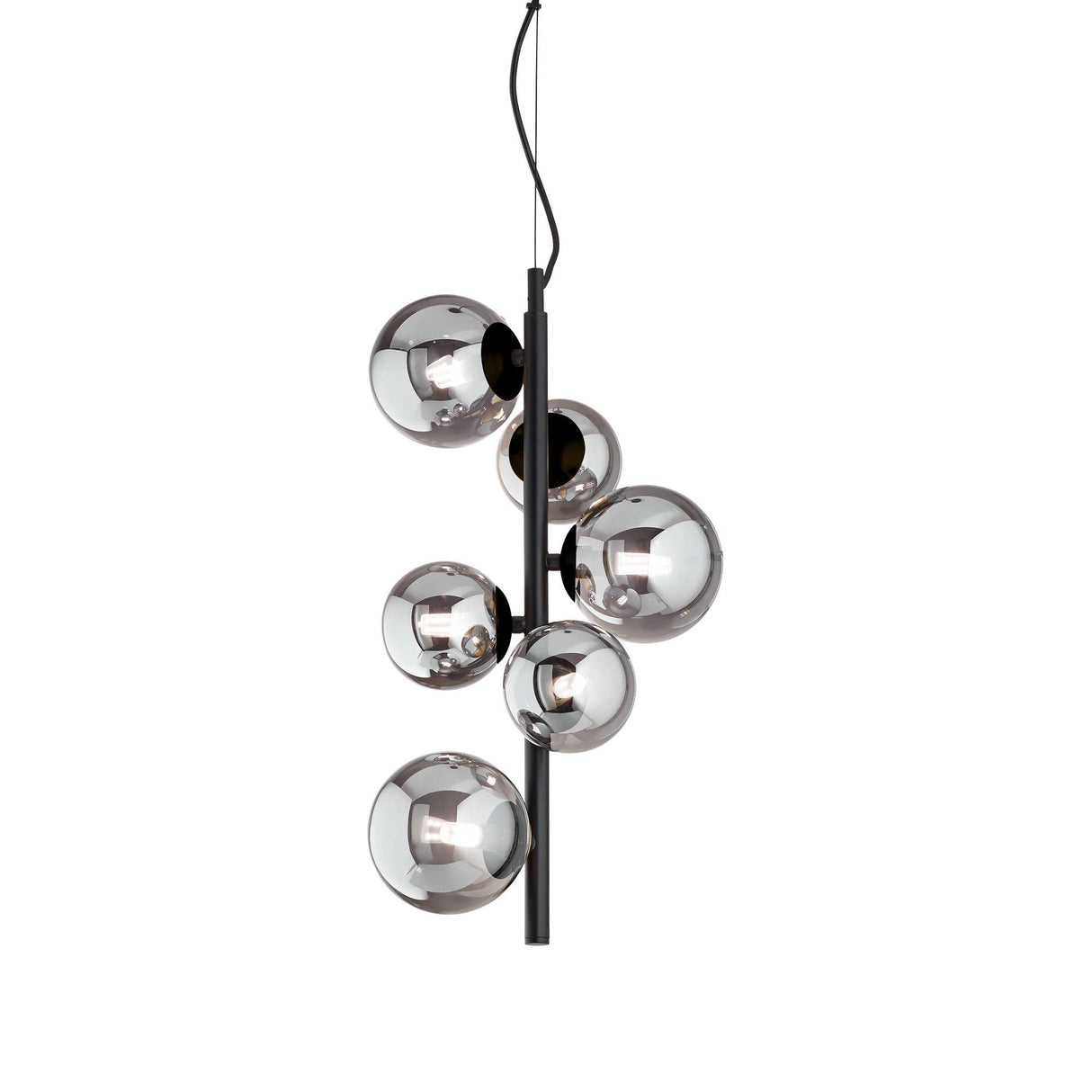 PERLAGE Smoky Glass Pendant Light with 6 Bulbs