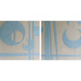 Suede Leather Canvas Set of 2 Square Blue & Cream Prints