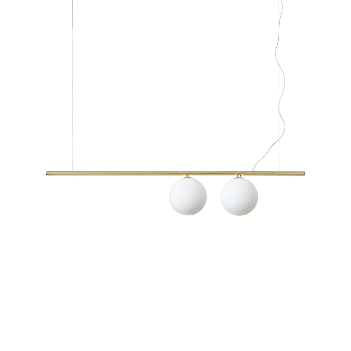 Luminaire Elegance: Dual Sphere Brass Pendant Light