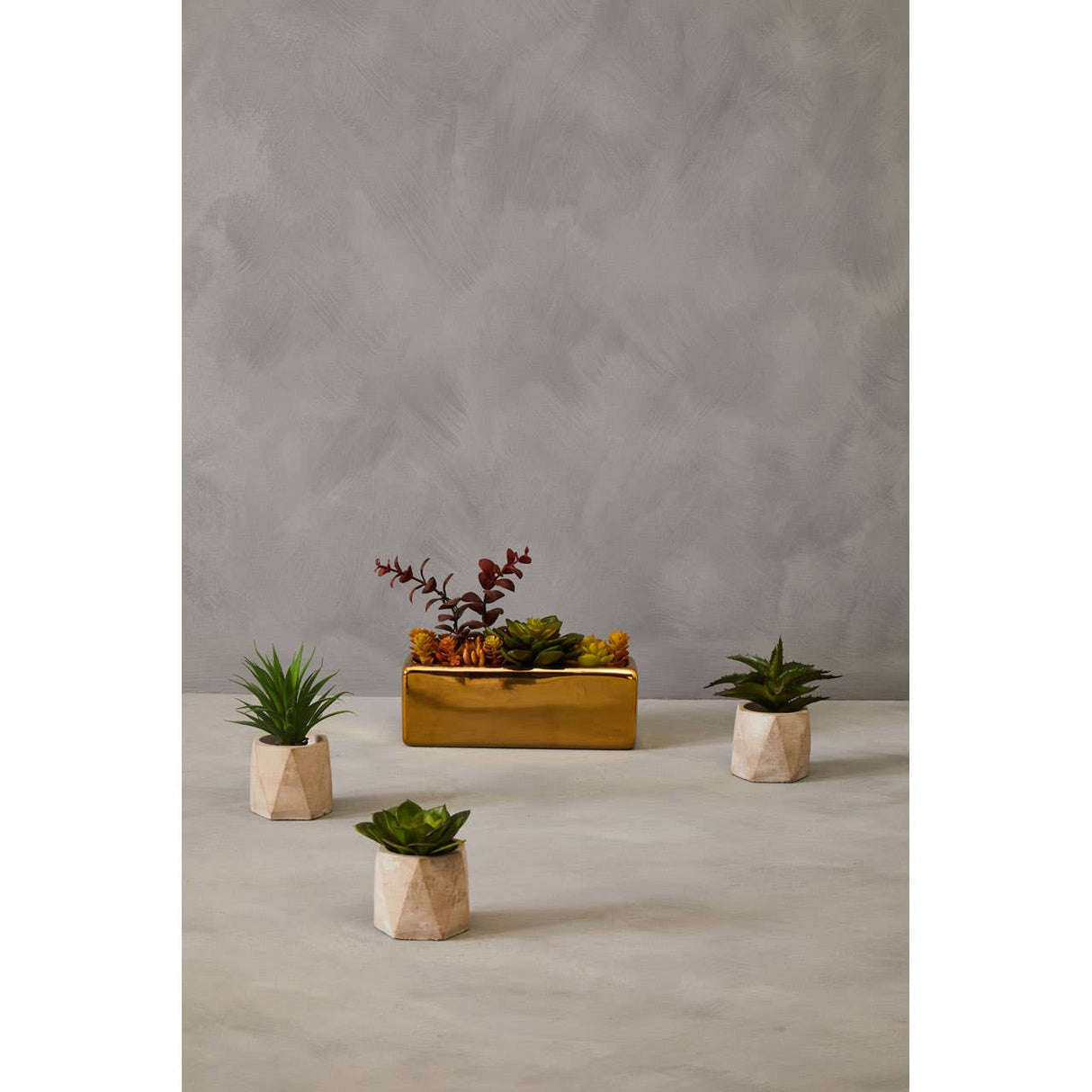 Mixed Succulents Fiori With Ceramic Gold Pot