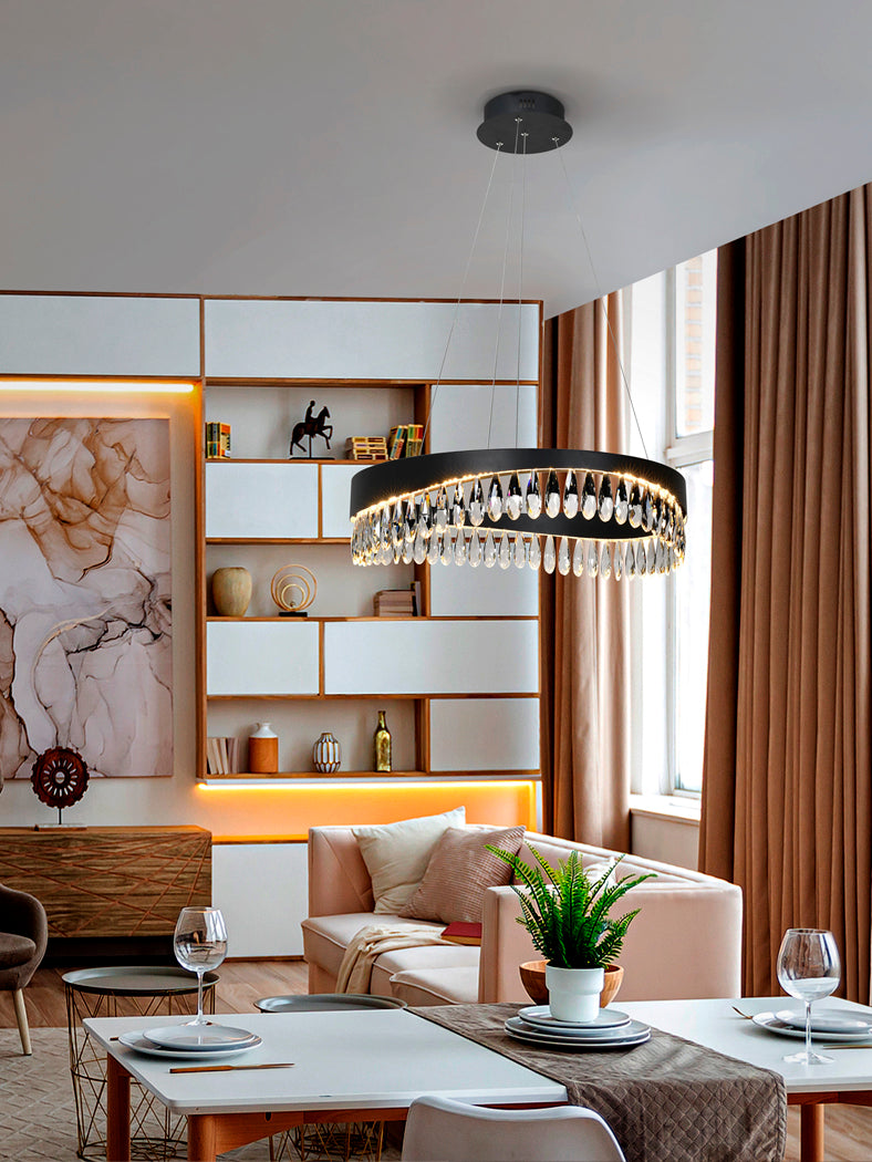 Lunar Glow Black Crystal Pendant Lamp Ø60