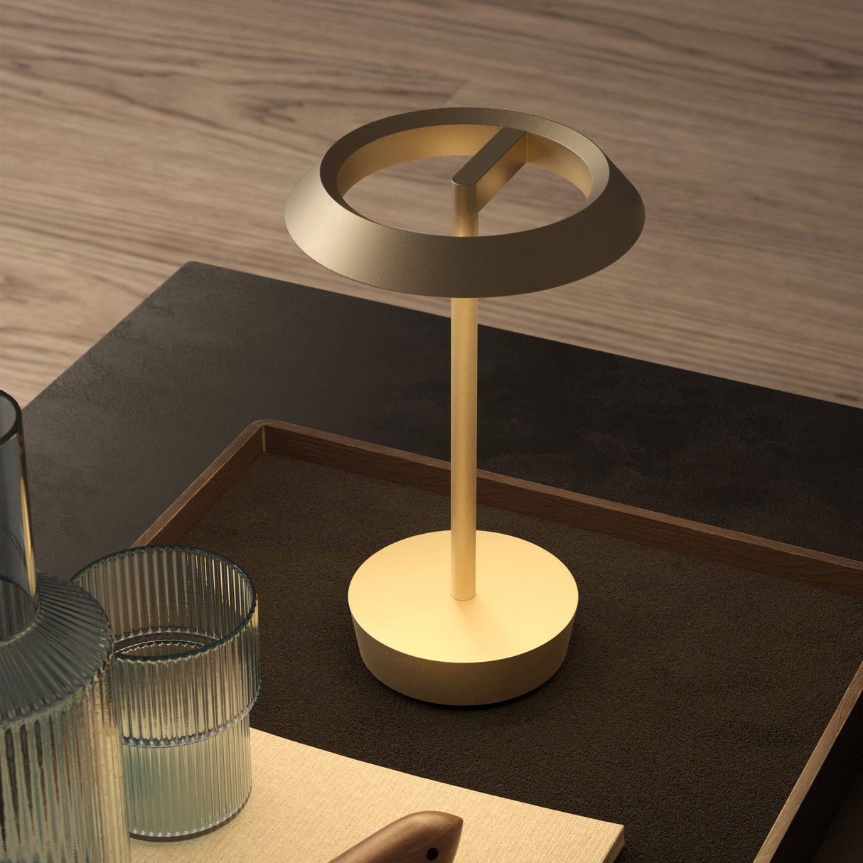Radiant Elegance: Light Bronze Halo Lamp
