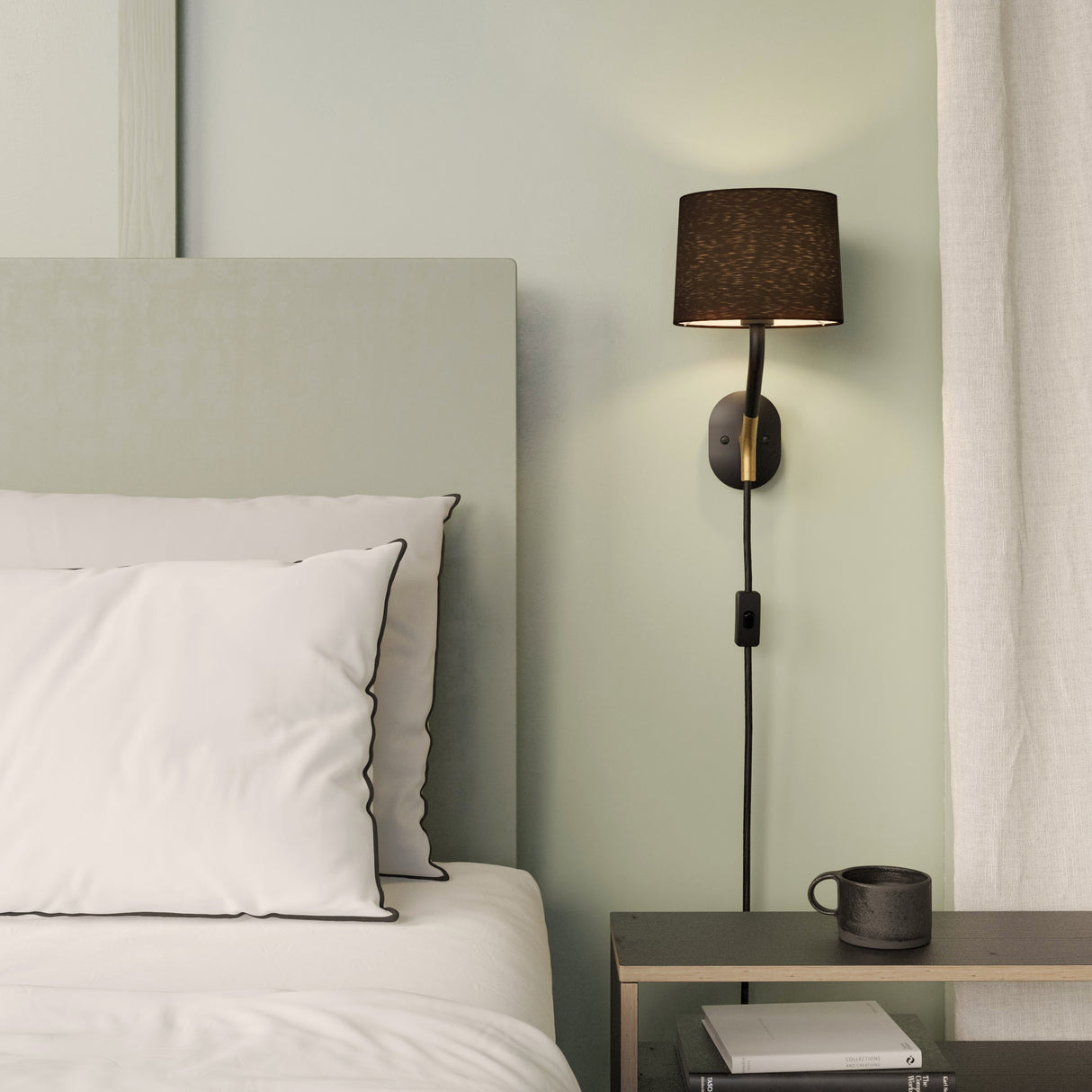 Modern Matte White Wall Sconce with Fabric Shade