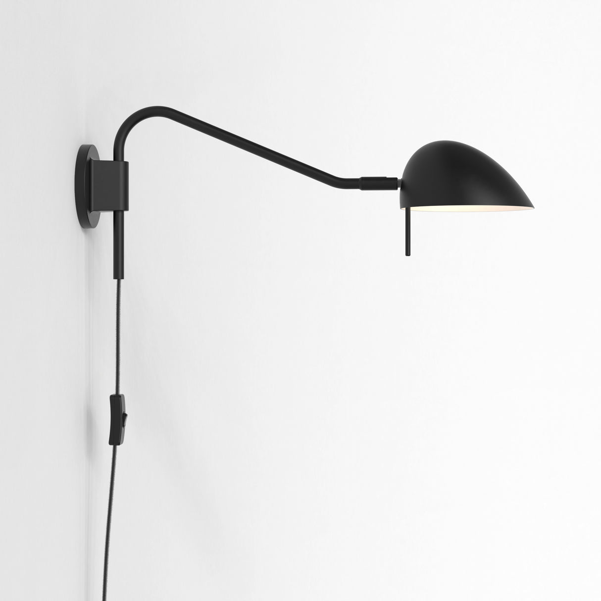 Matte Black Serge Wall-Mounted Plug-In Light