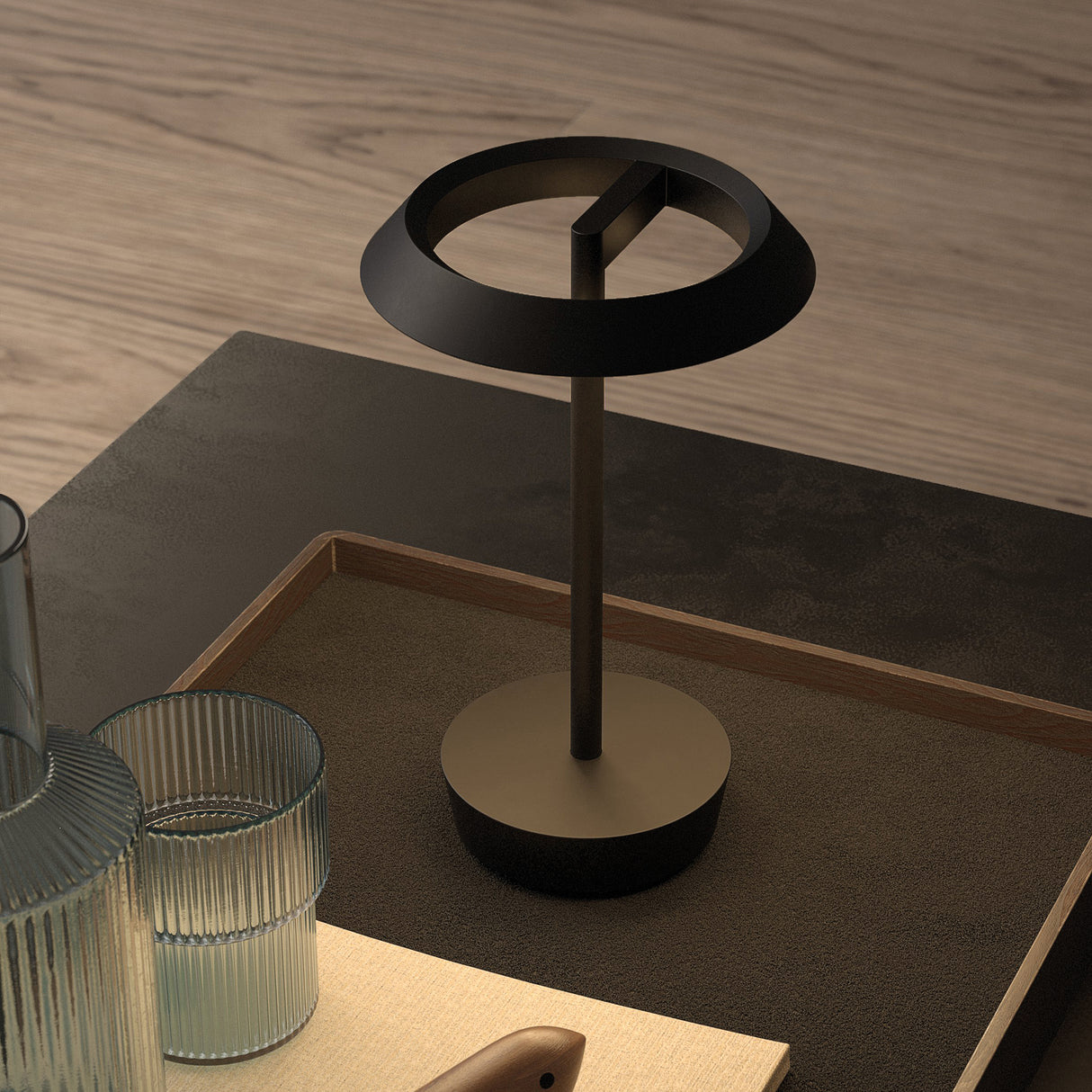 Sleek Halo Black Portable Lamp