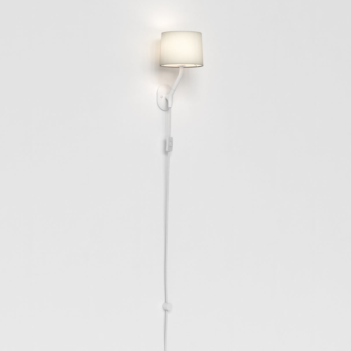 Modern Matte White Wall Sconce with Fabric Shade