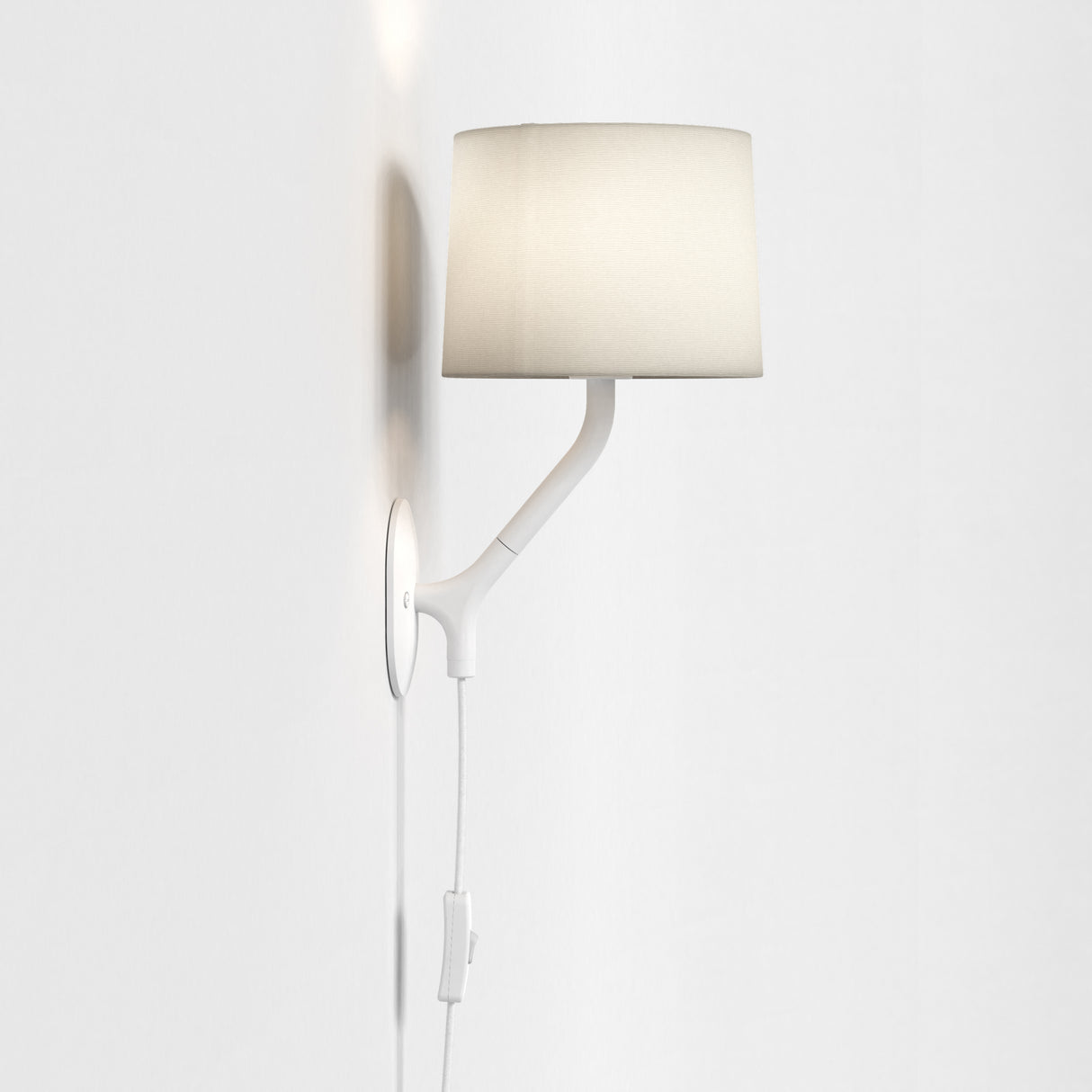 Modern Matte White Wall Sconce with Fabric Shade