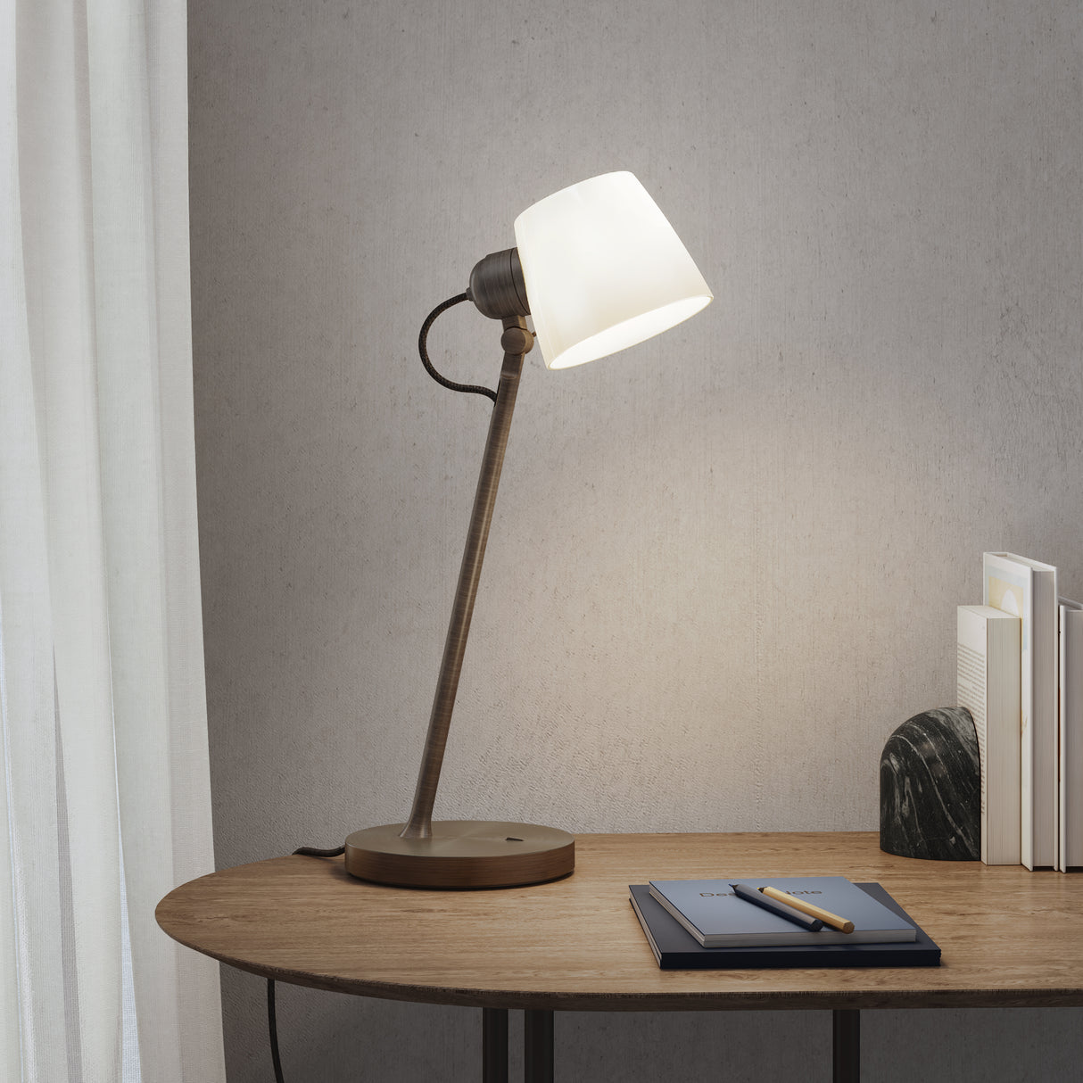 Elegant Imari Desk Lamp in Matte Nickel Finish