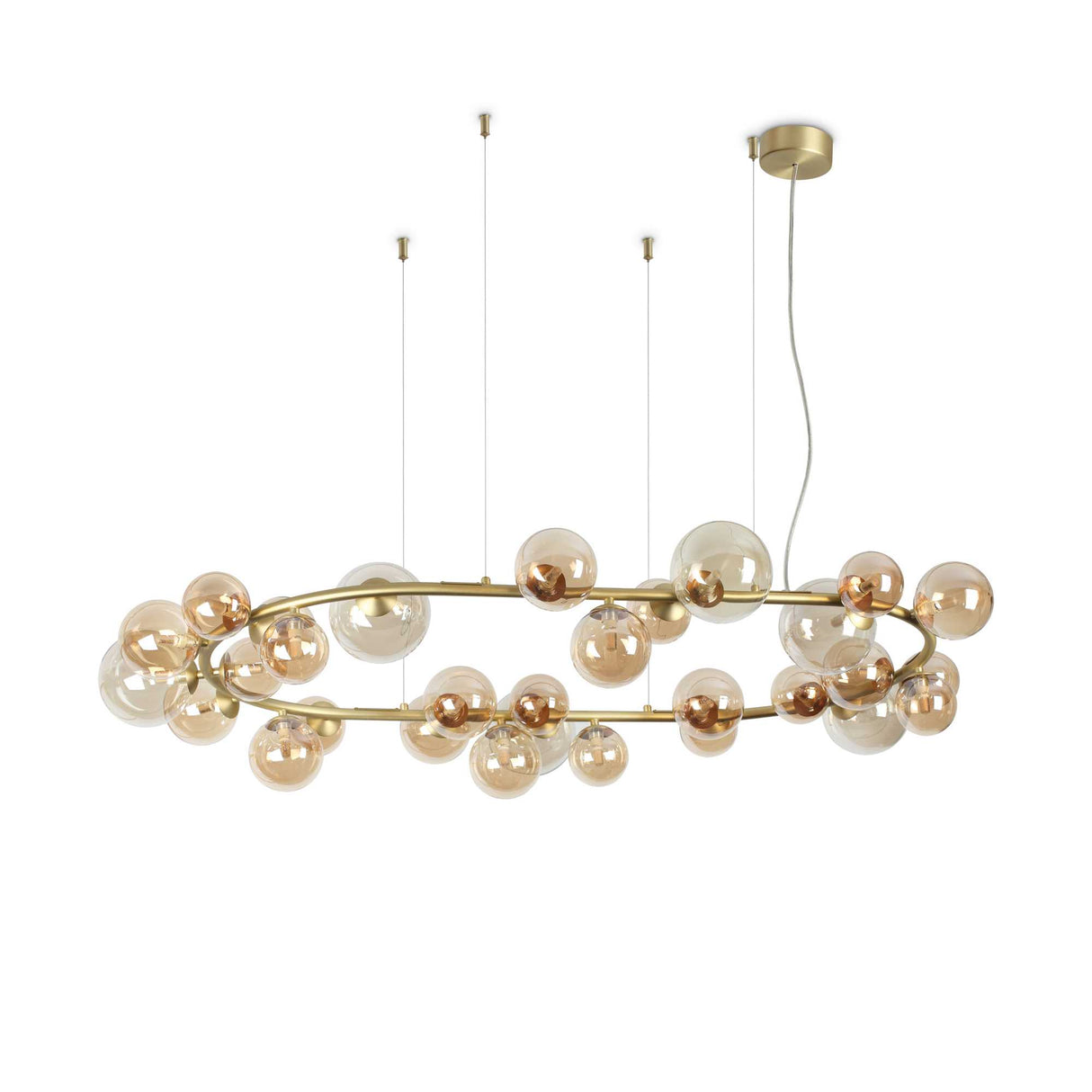Amber Elegance: 30-Bulb Perlage Illumination Pendant