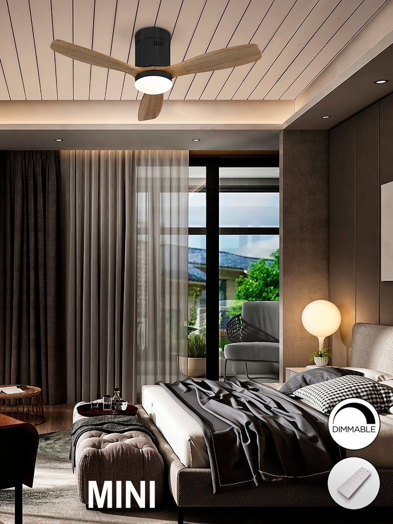 Siroco Black/Walnut Dimmable Mini Fan