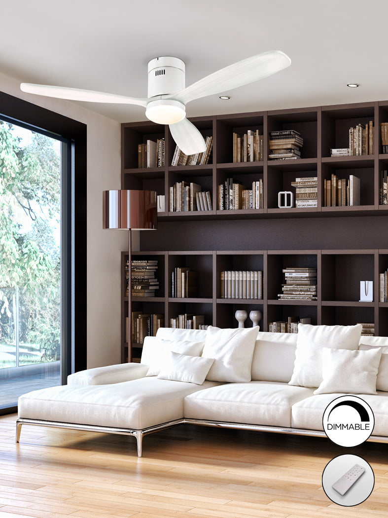 Siroco White Dimmable Ceiling Fan D132
