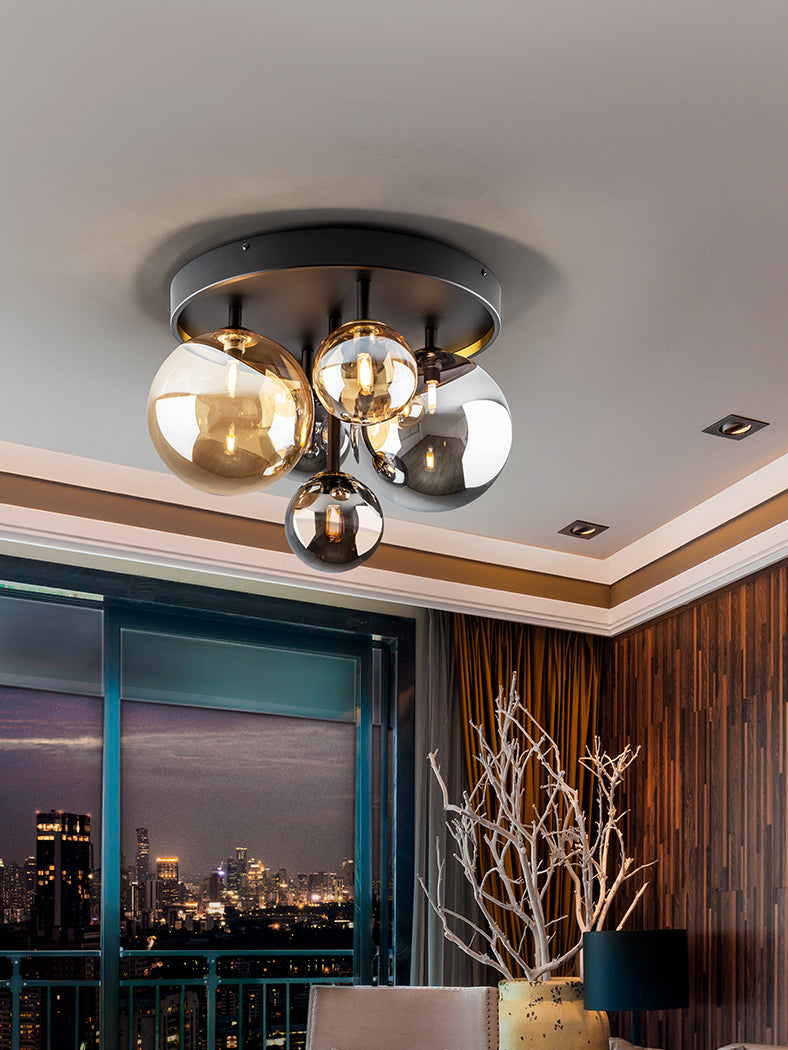 Black & Brass 5-Light Ceiling Fixture