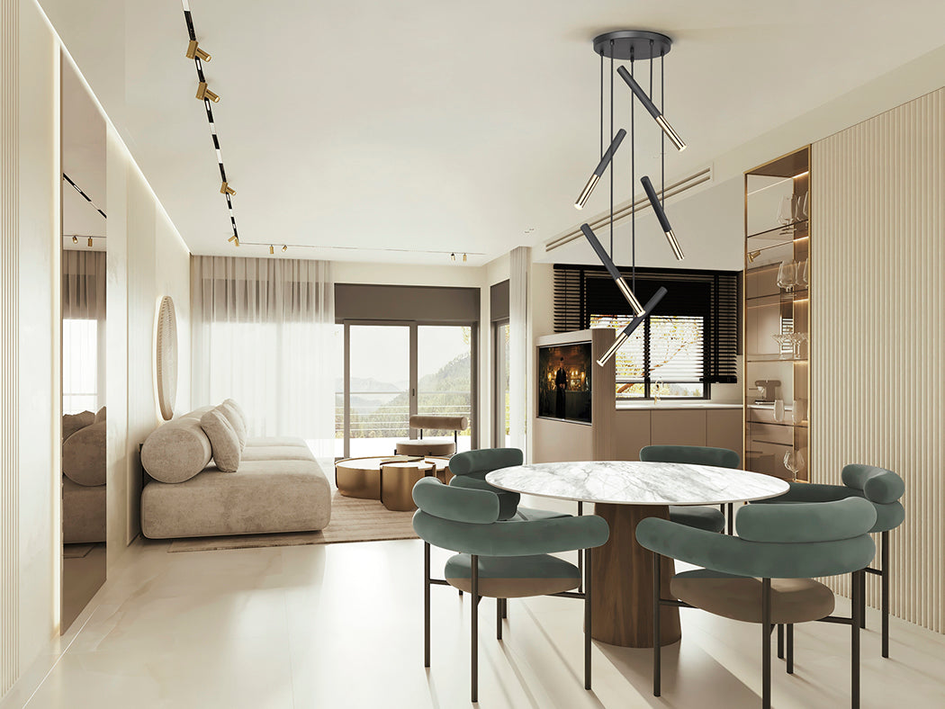 Gleaming Elegance: Blackgold Edna 5-Lamp Pendant