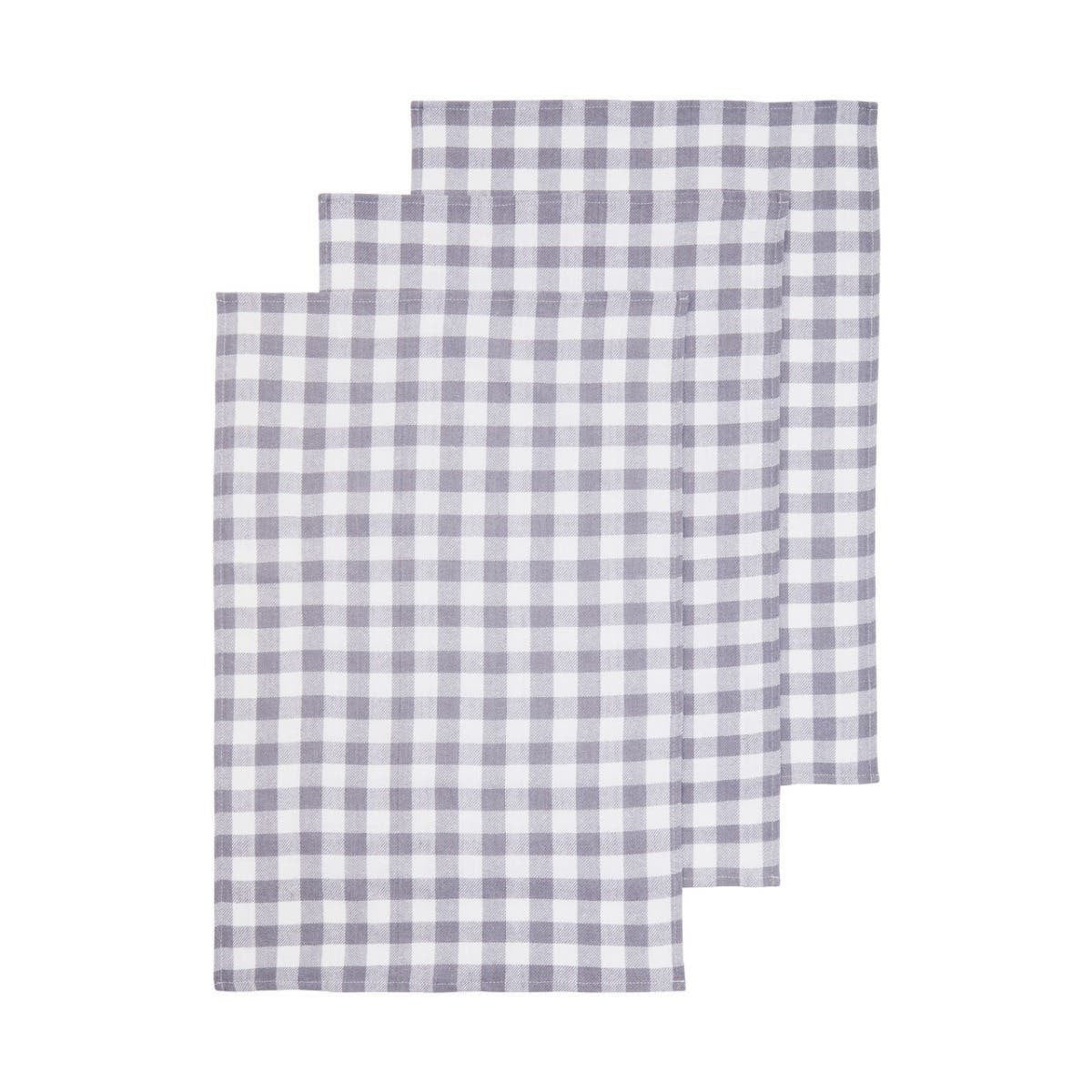 Doro Set Of Three Grey And White Tea Towels