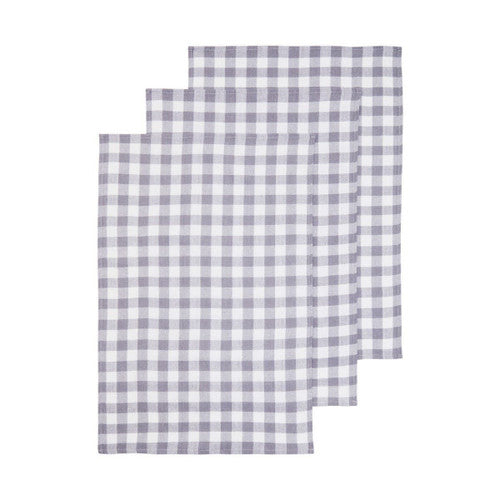 Doro Set Of Three Grey And White Tea Towels