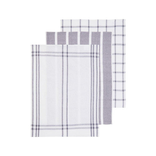 Doro Set Of Three Waffle Grey And White Tea Towels