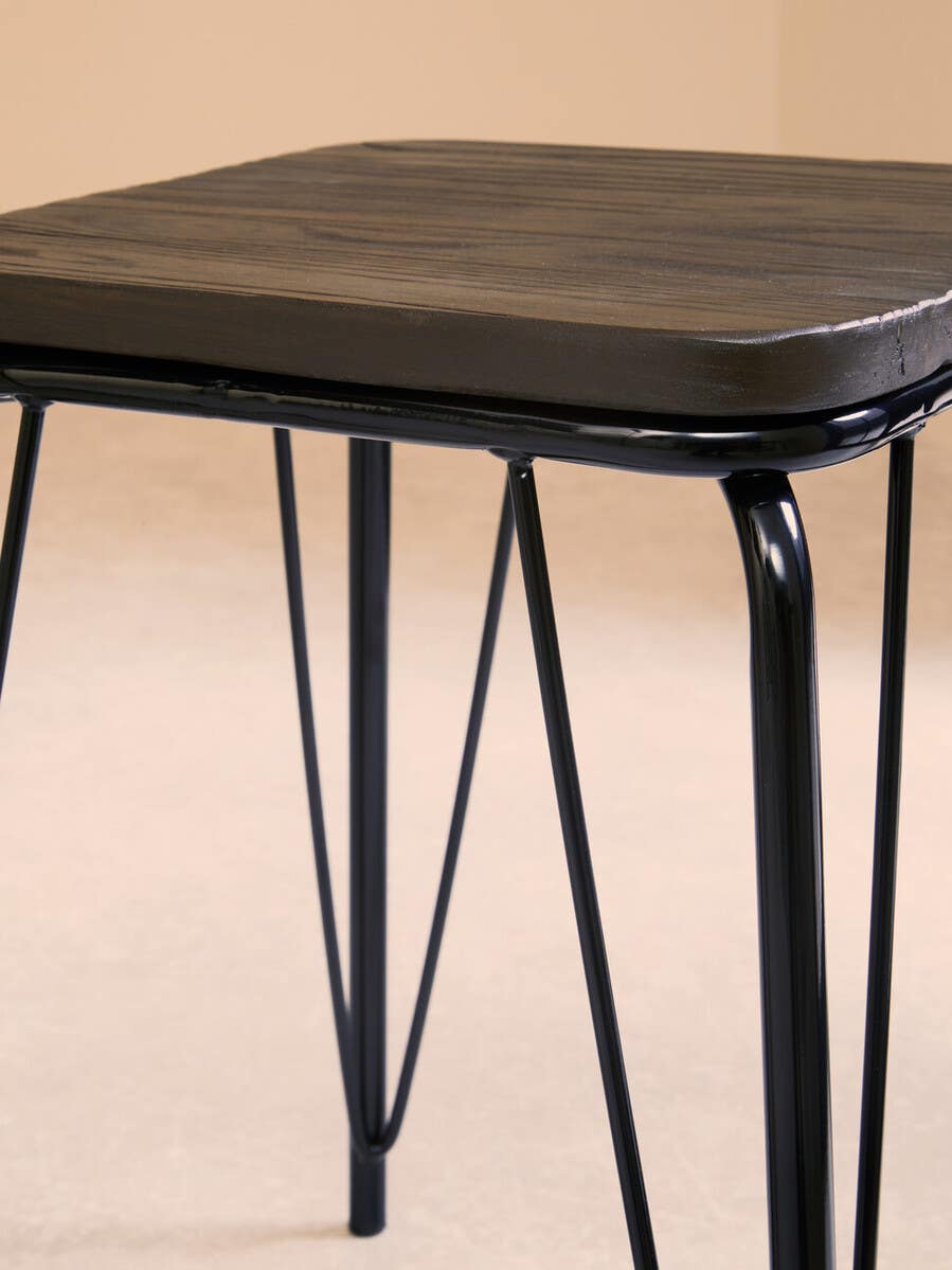 District Black Metal / Elm Small Wood Stool