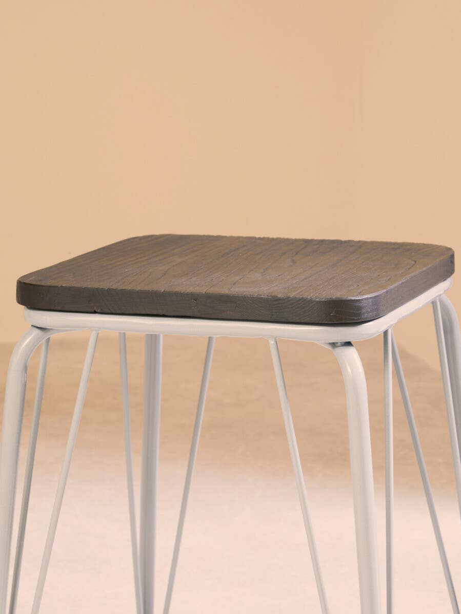 District Grey Metal / Elm Small Wood Stool