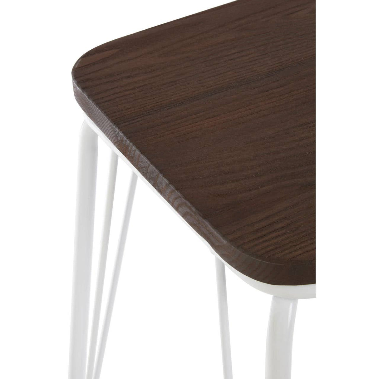 District White Metal / Elm Small Wood Stool