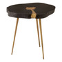 Asamra Black Acacia Wood and Gold Live Edge Side Table