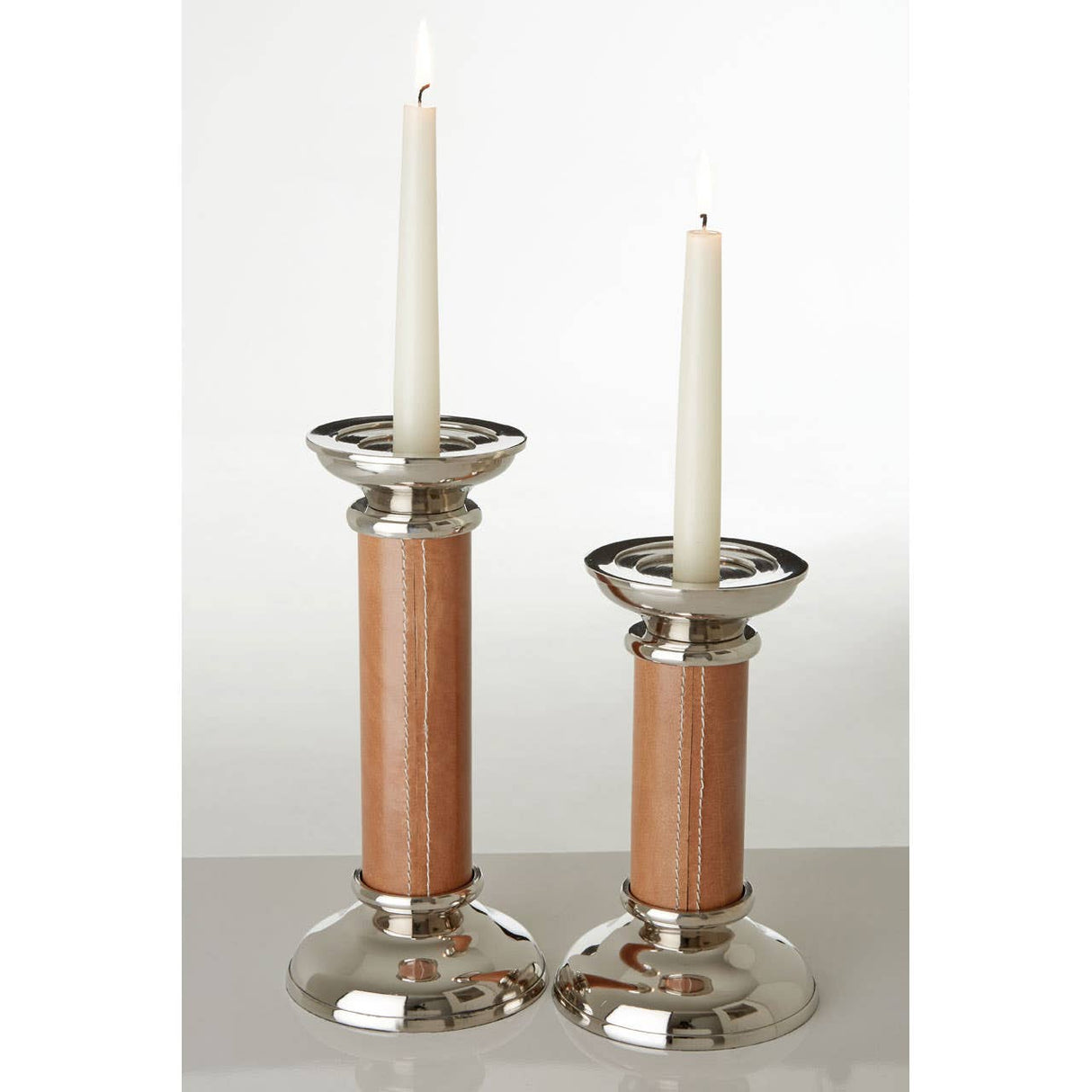 Churchill Genuine Tan Leather Candle Holder