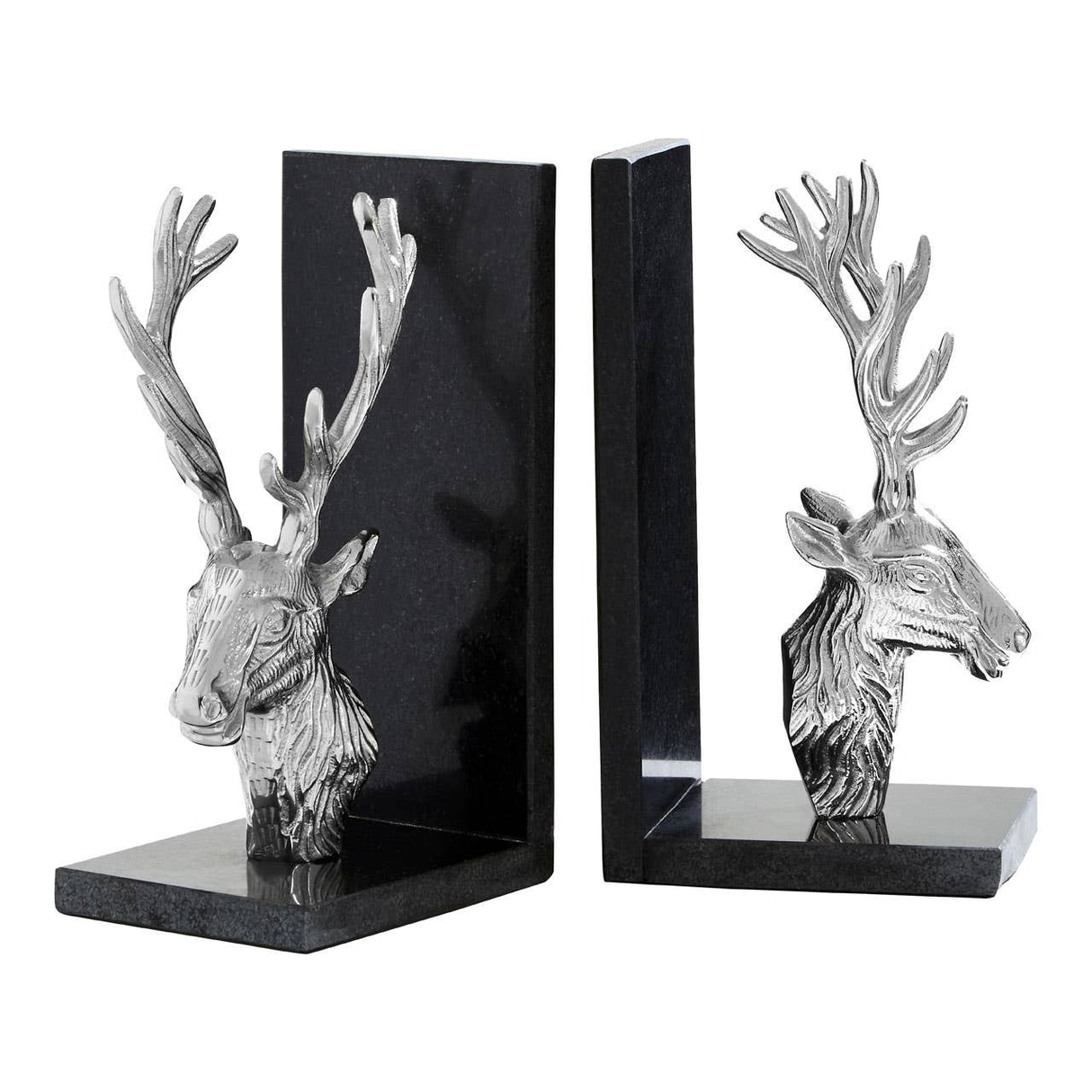 Set Of 2 Stag Bookends With Marble Base