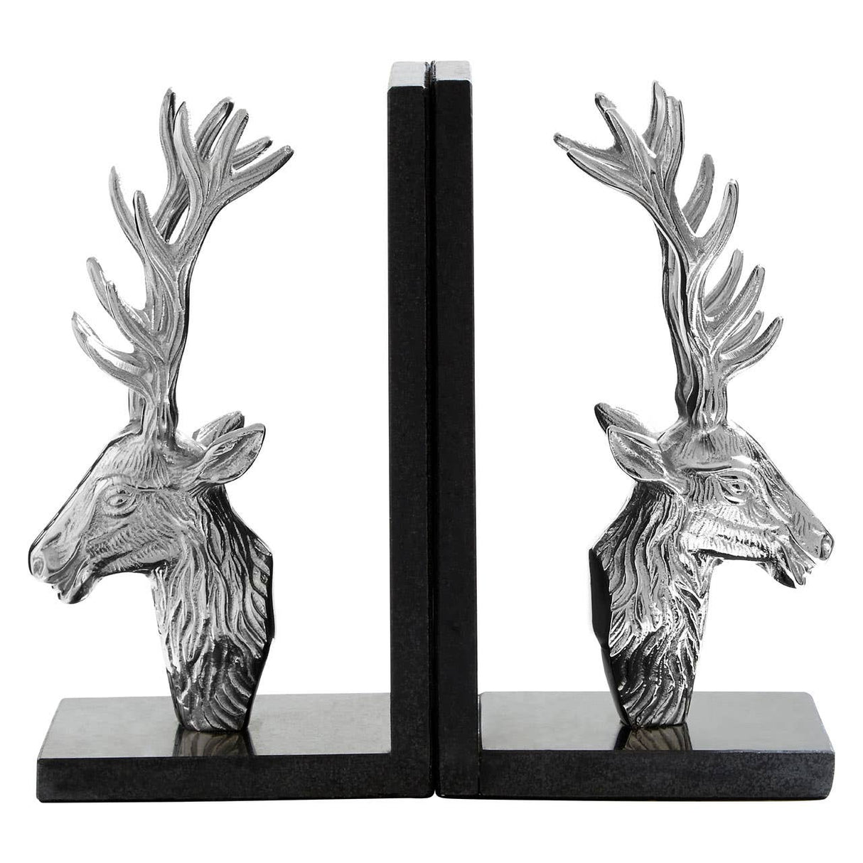 Set Of 2 Stag Bookends With Marble Base
