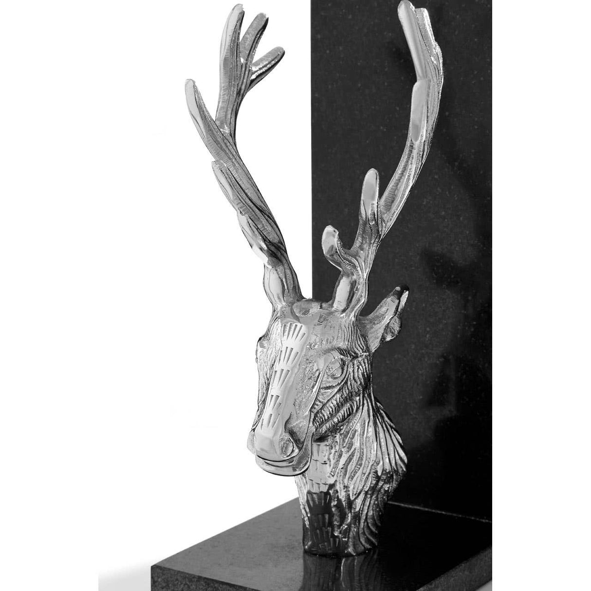 Set Of 2 Stag Bookends With Marble Base