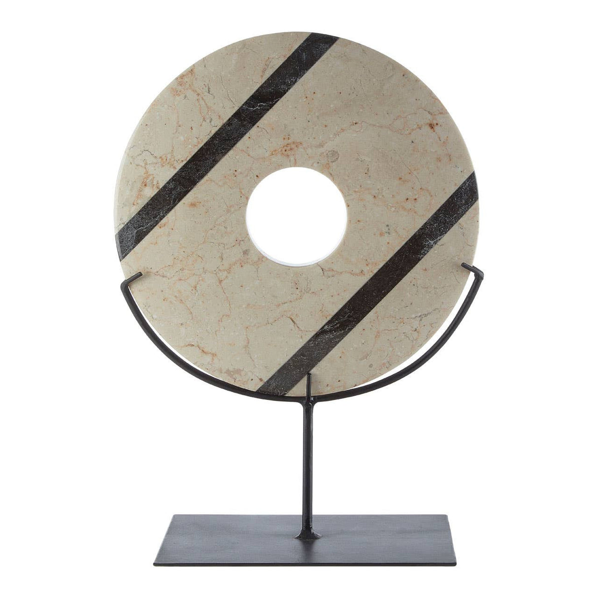 Sura Cream and Black Marble Sculpture