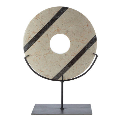 Sura Cream and Black Marble Sculpture