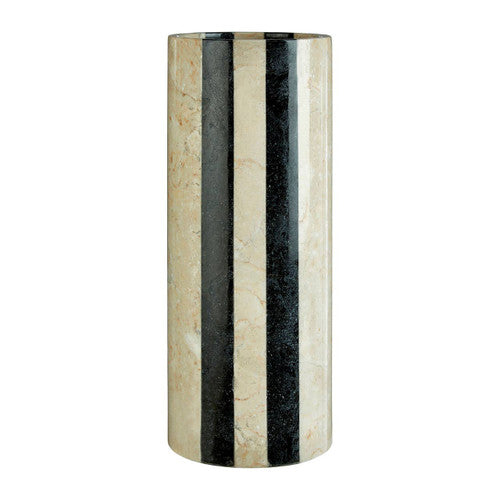 Sura Large Cream and Black Stripe Marble Vase