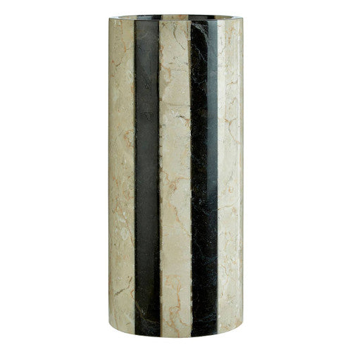 Sura Small Cream and Black Stripe Marble Vase