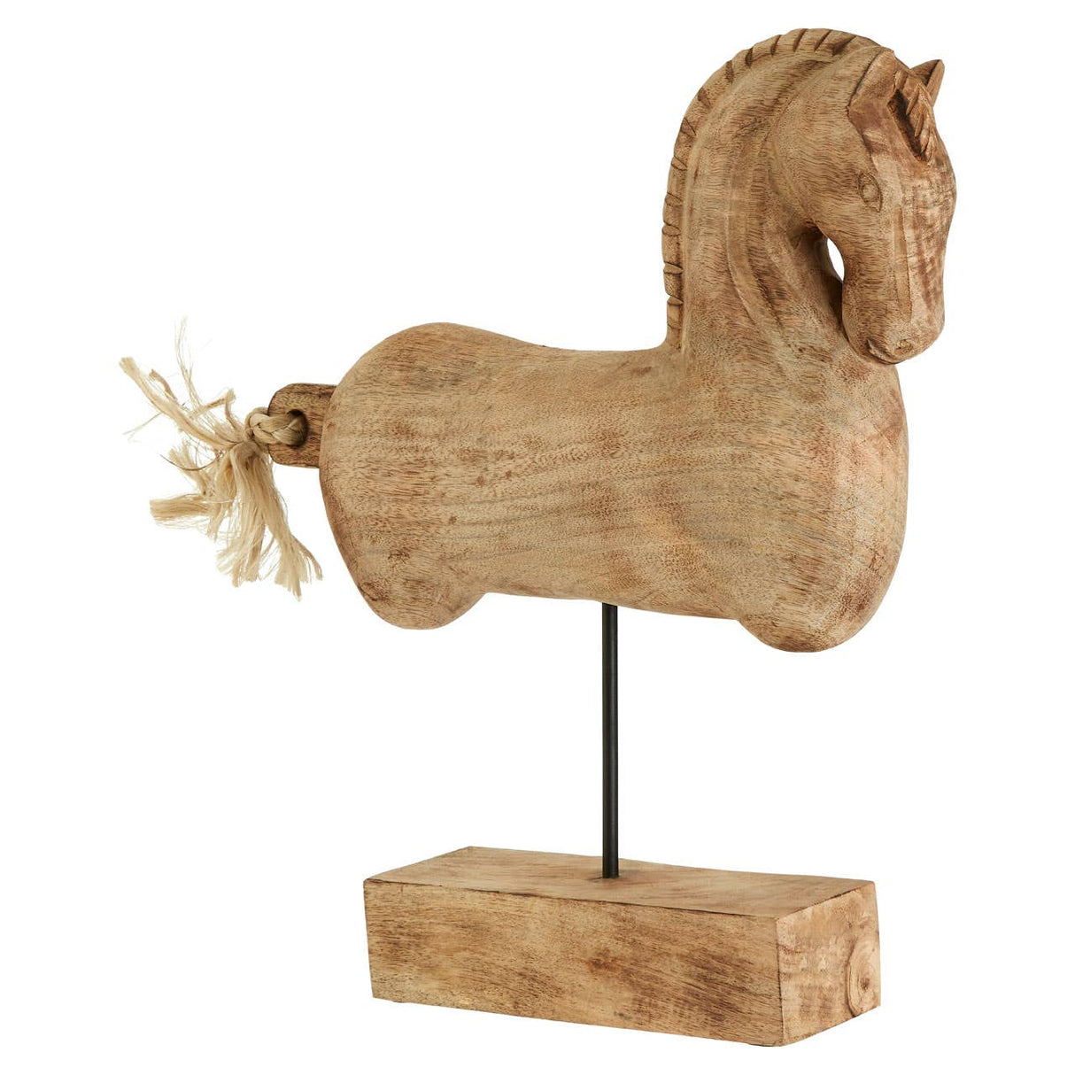 Natural Wood Horse Sculpture