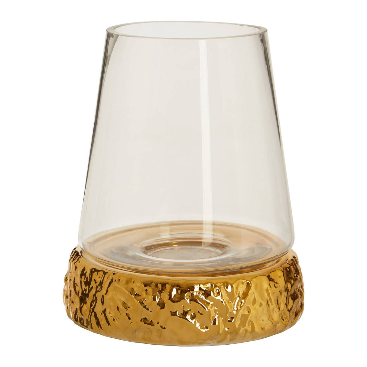 Martele Small Hurricane Gold Candle Holder
