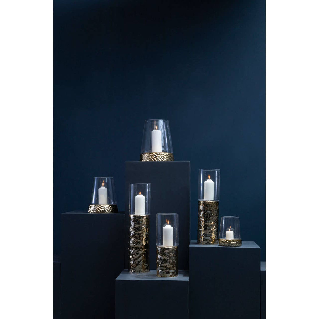 Martele Large Hurricane Gold Candle Holder