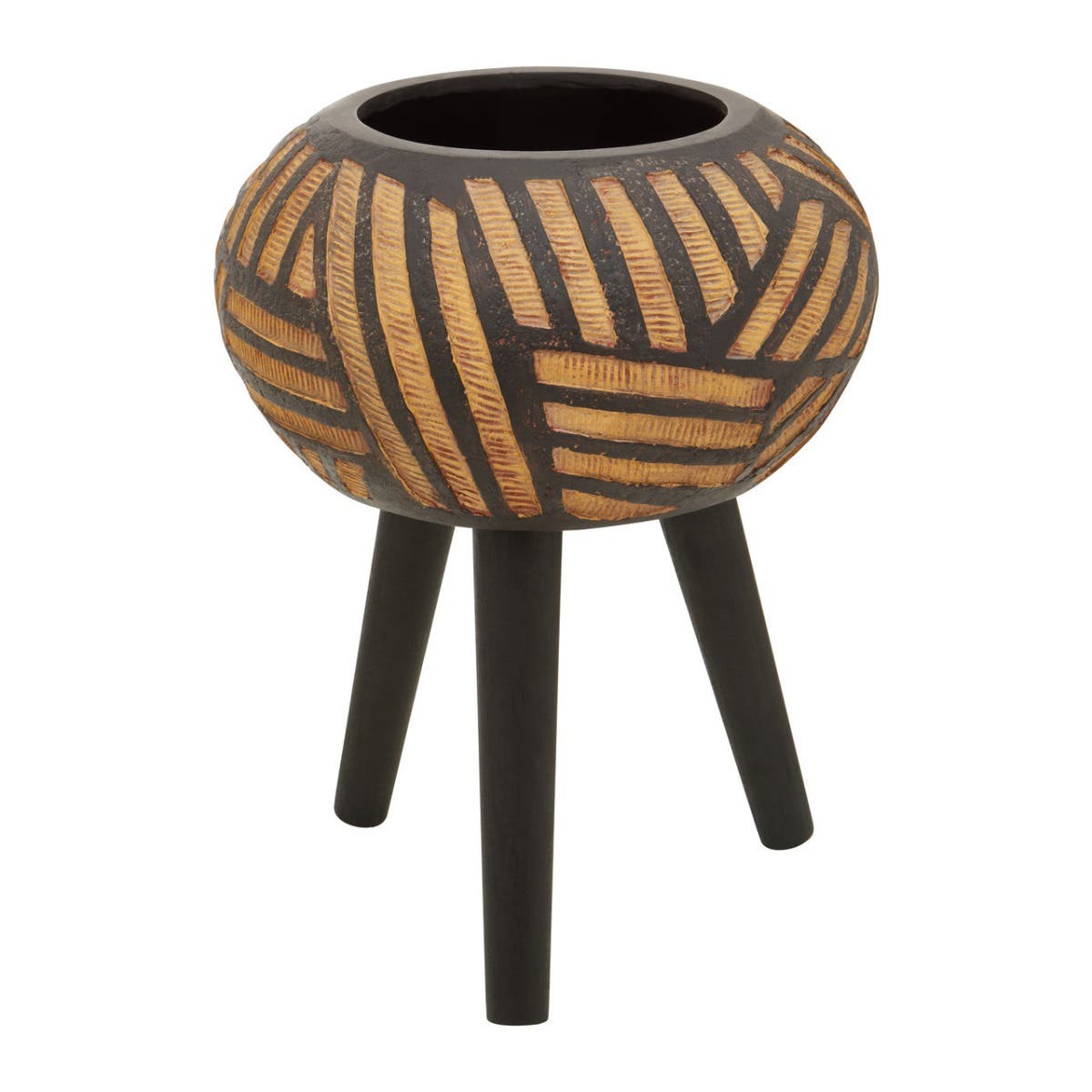 Darnell Natural And Black Tapered Planter