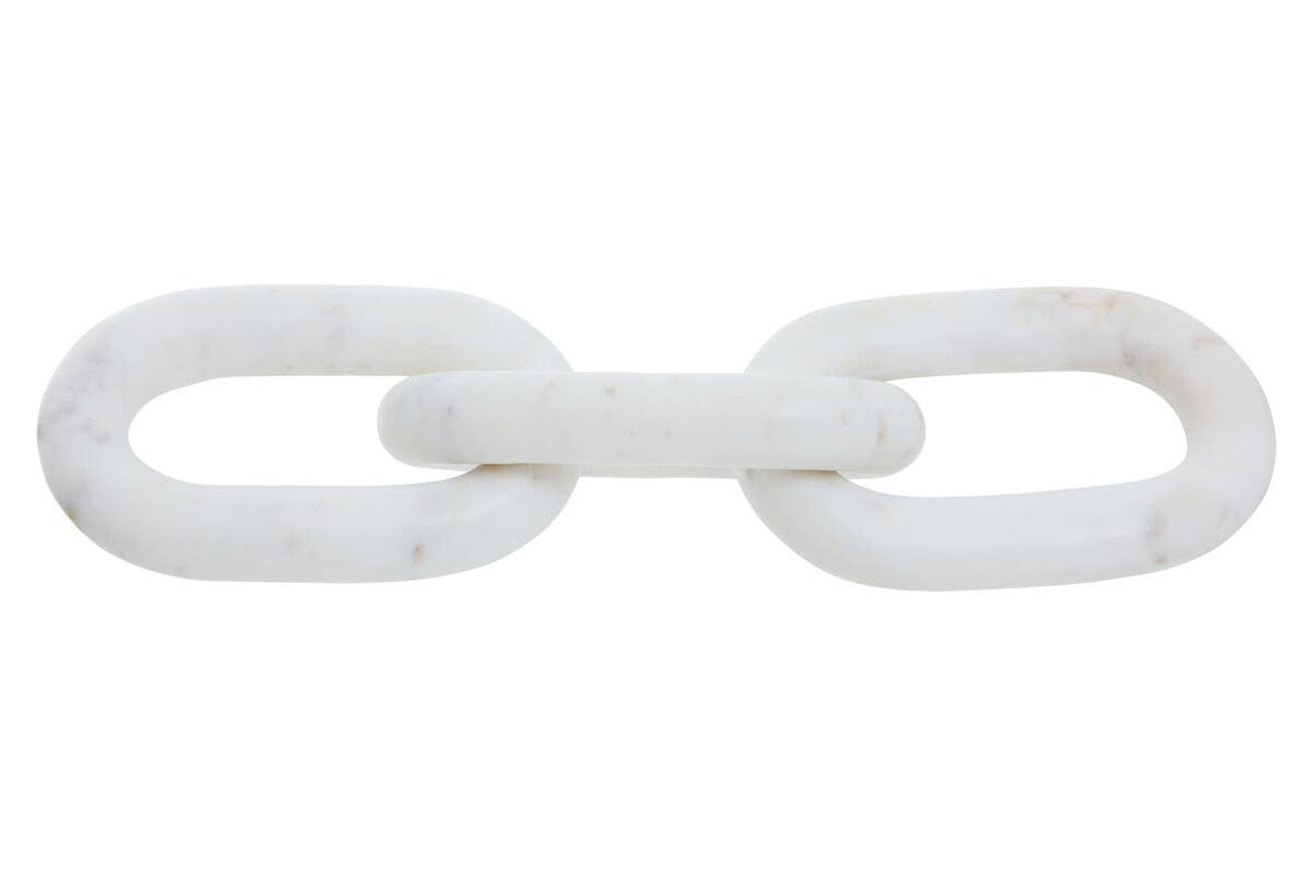 Nason White Marble Three Link Chain Sculpture