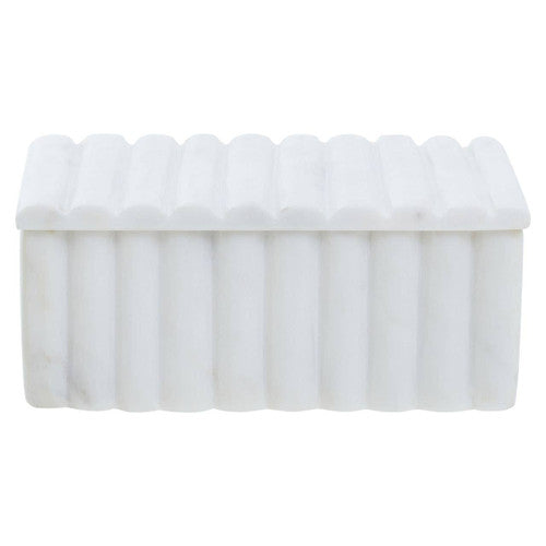 Nason White Marble Ribbed Box