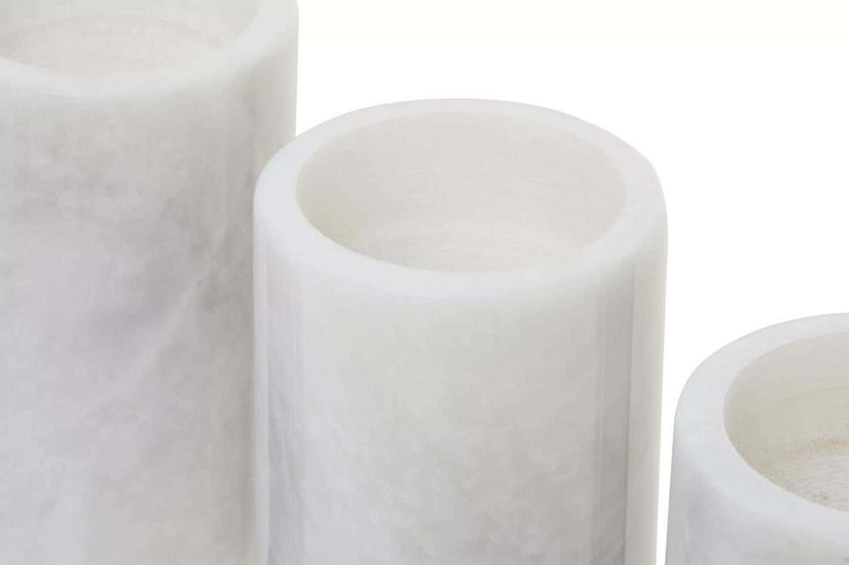 Salmo Set Of Three White Marble Tealight Holders
